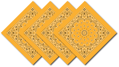 Gold Paisley Bandanna 4 Pack – Cotton 22x22
