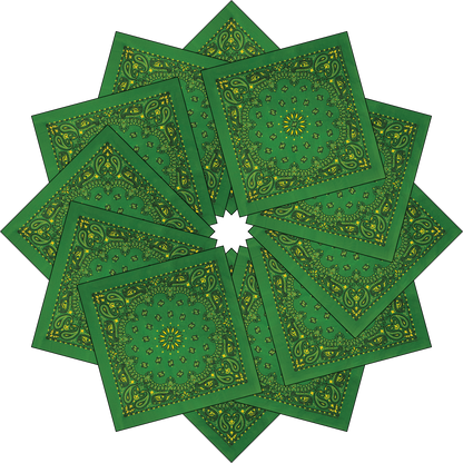 12-Pack USA Made Paisley Bandanna - KELLY GREEN-YELLOW