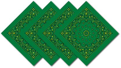 4-Pack USA Made Paisley Bandanna - KELLY & YELLOW