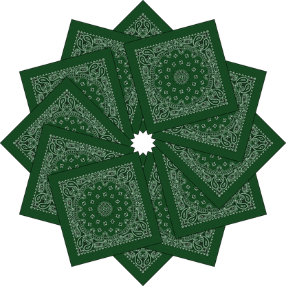 12-Pack USA Made Paisley Bandanna - HUNTER GREEN