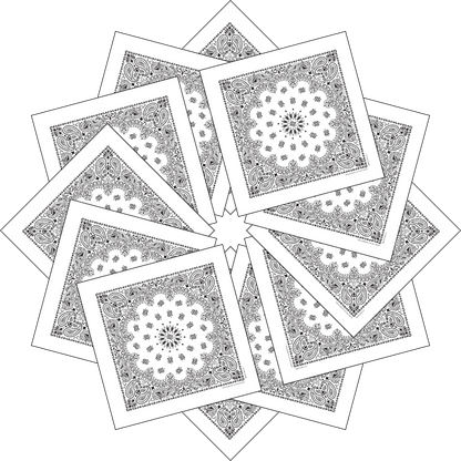 12-Pack USA Made Paisley Bandanna - WHITE