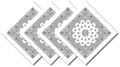 4-Pack USA Made Paisley Bandanna - WHITE
