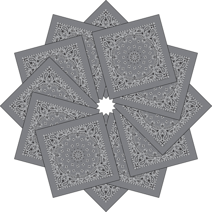 12-Pack USA Made Paisley Bandanna - CHARCOAL