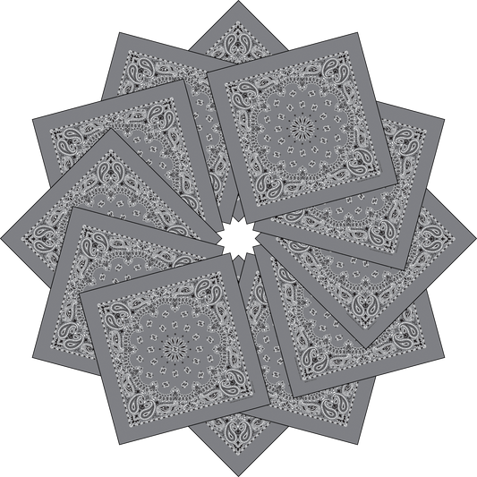 12-Pack USA Made Paisley Bandanna - CHARCOAL