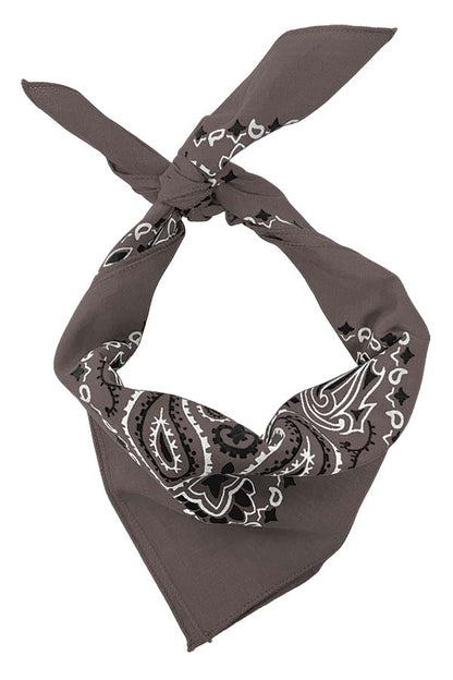 12-Pack USA Made Paisley Bandanna - CHARCOAL