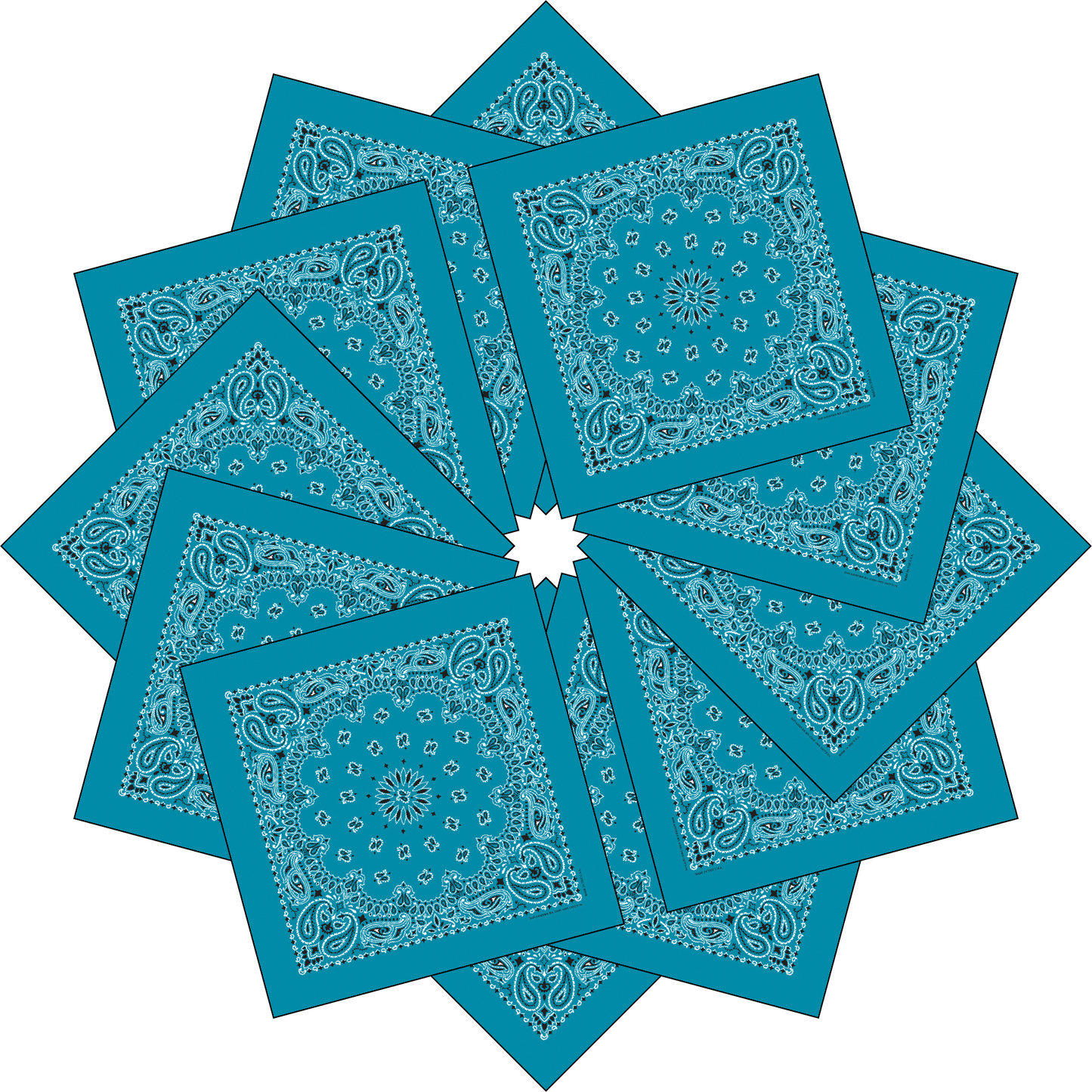 12-Pack USA Made Paisley Bandanna - TURQUOISE
