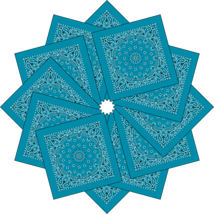 12-Pack USA Made Paisley Bandanna - TURQUOISE