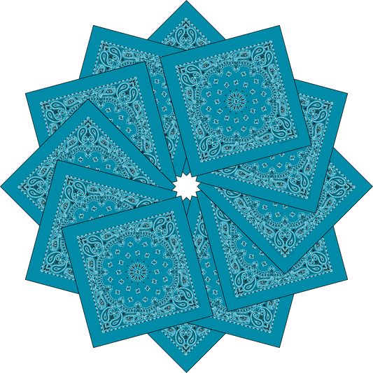 12-Pack USA Made Paisley Bandanna - TURQUOISE
