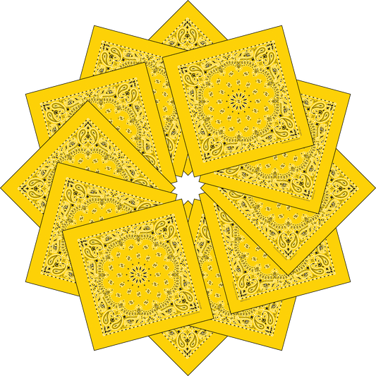 12-Pack USA Made Paisley Bandanna - LEMON YELLOW
