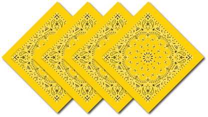 Lemon Yellow Bandanna 4 Pack – Cotton Paisley 22x22
