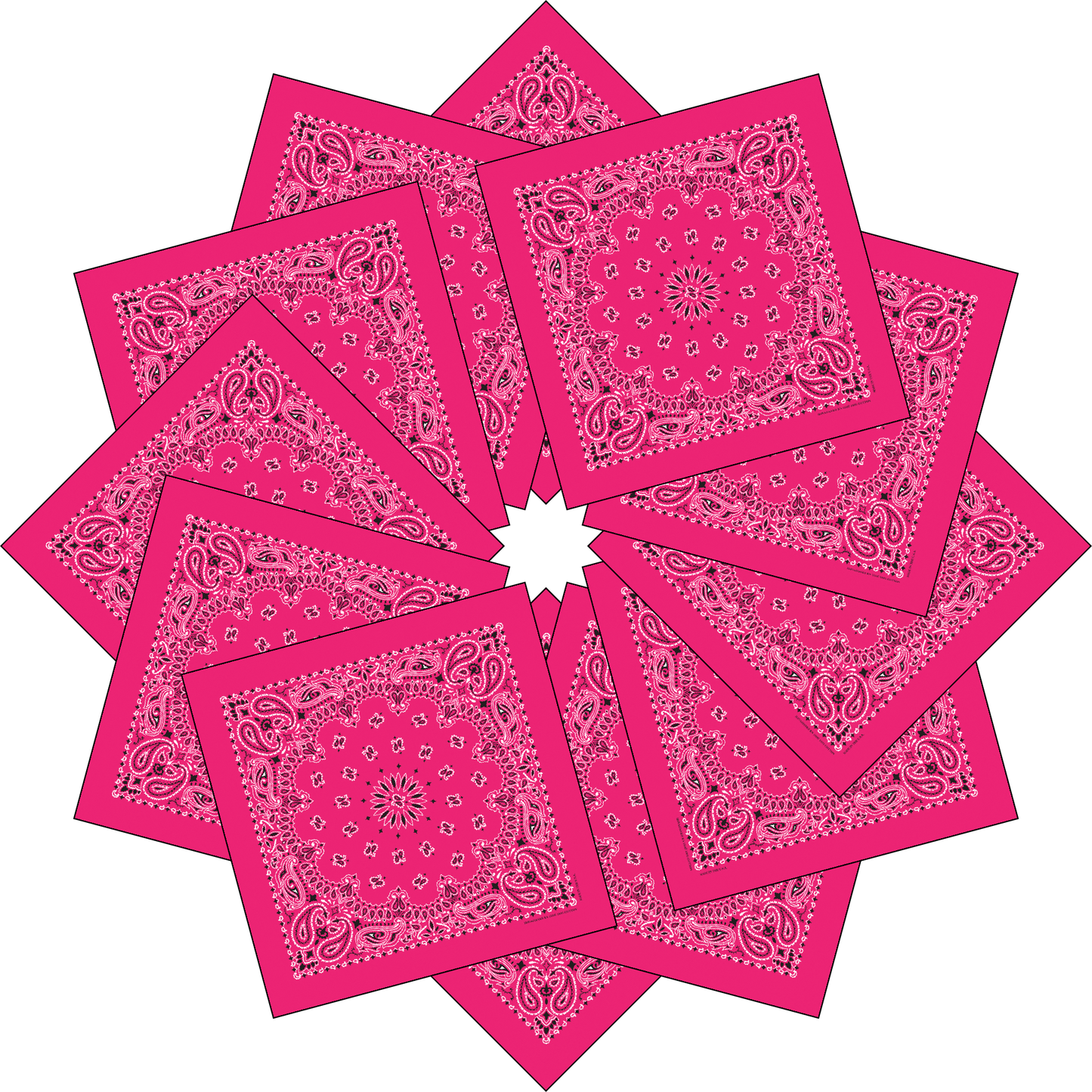 12-Pack USA Made Paisley Bandanna - HOT PINK