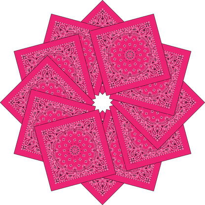 12-Pack USA Made Paisley Bandanna - HOT PINK