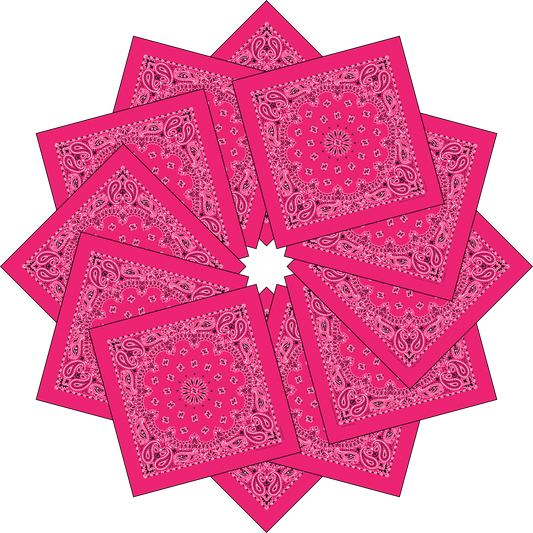 12-Pack USA Made Paisley Bandanna - HOT PINK
