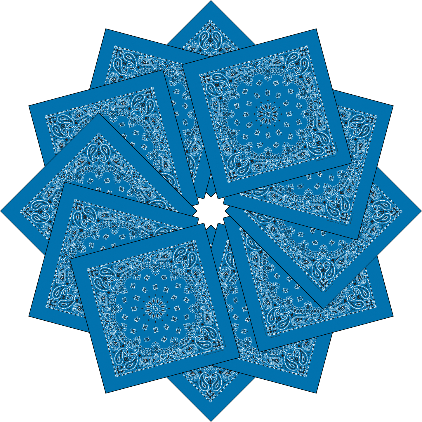 12-Pack USA Made Paisley Bandanna - MIRAGE BLUE