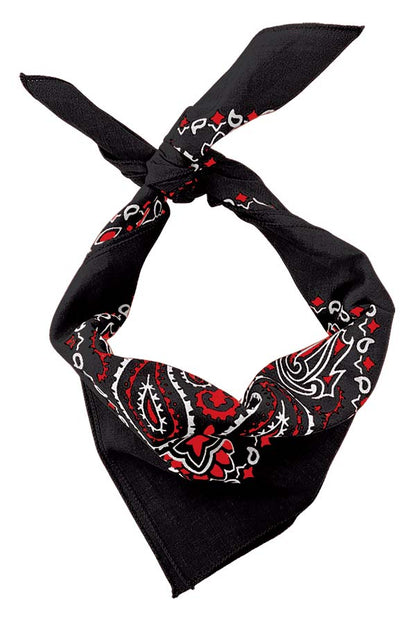 4-Pack USA Made Paisley Bandanna - BLACK/RED
