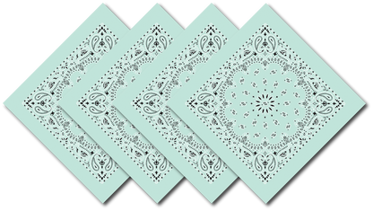 4-Pack USA Made Paisley Bandanna - MINT featuring traditional paisley design in mint color, 100% cotton fabric.