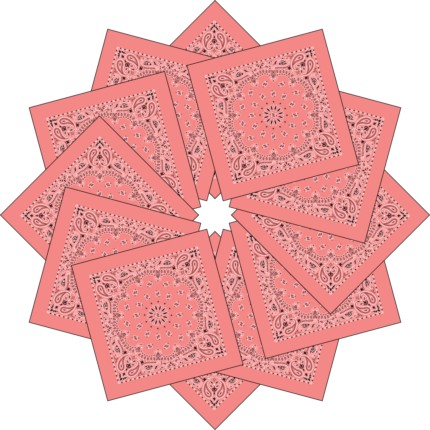 12-Pack USA Made Paisley Bandanna - STRAWBERRY