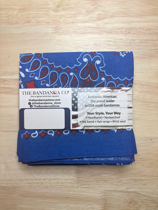 Red, White and Blue Bandanna 4 Pack – Cotton Paisley 22x22