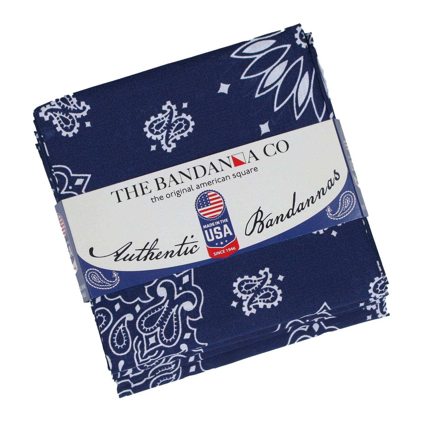 Navy Blue Bandanna 4 Pack – Cotton Paisley 22x22