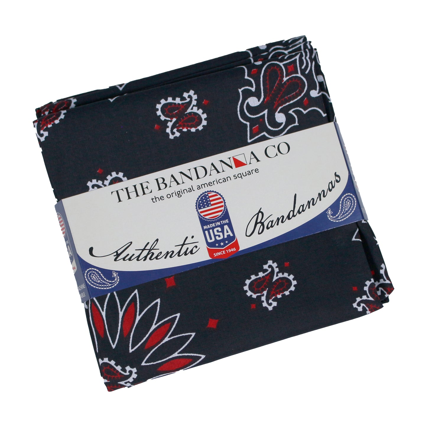 4-Pack USA Made Paisley Bandanna - BLACK/RED