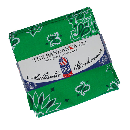 Kelly Green Paisley Bandanna 4 Pack – Cotton 22x22
