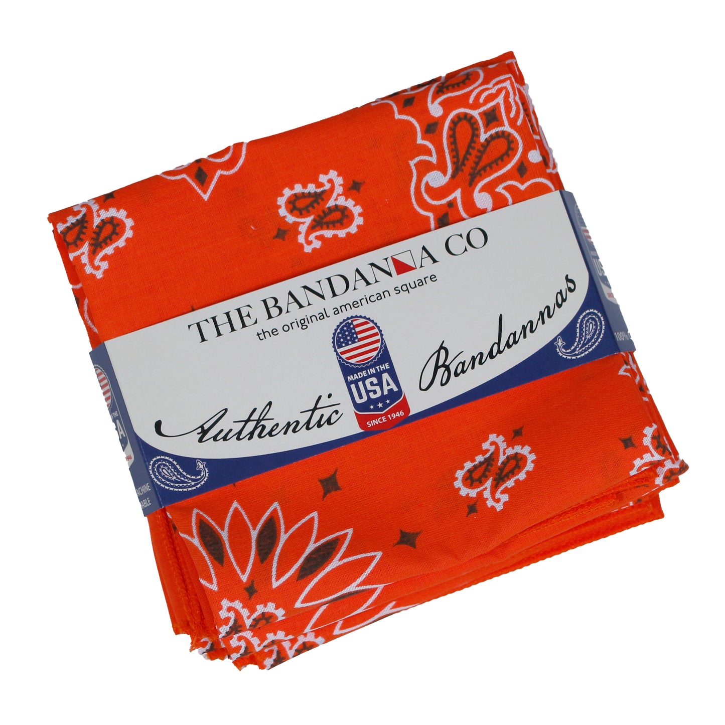 Orange Paisley Bandanna 4 Pack – Cotton 22x22