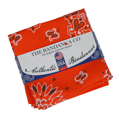 Orange Paisley Bandanna 4 Pack – Cotton 22x22