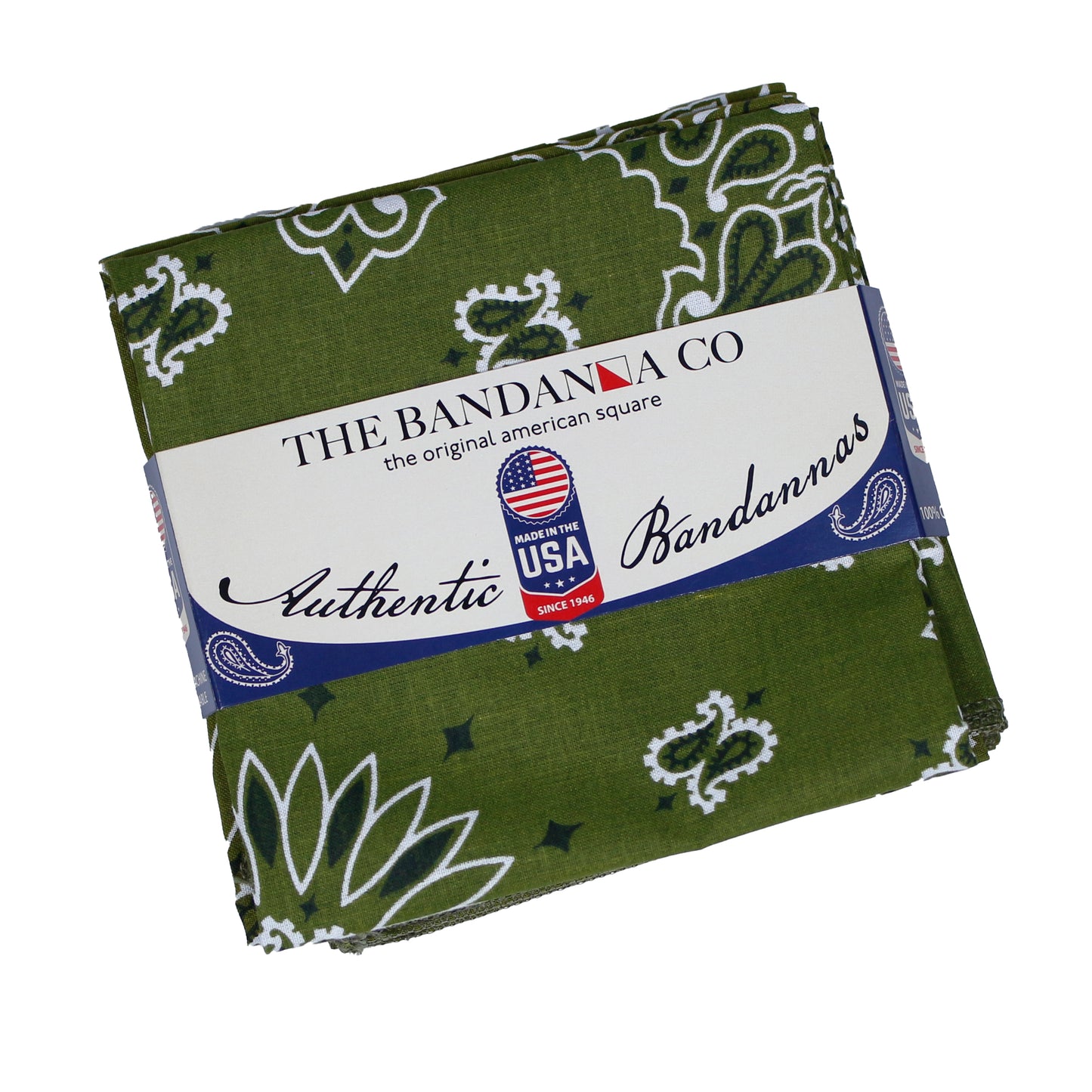 Olive Green Paisley Bandanna 4 Pack – Cotton 22x22