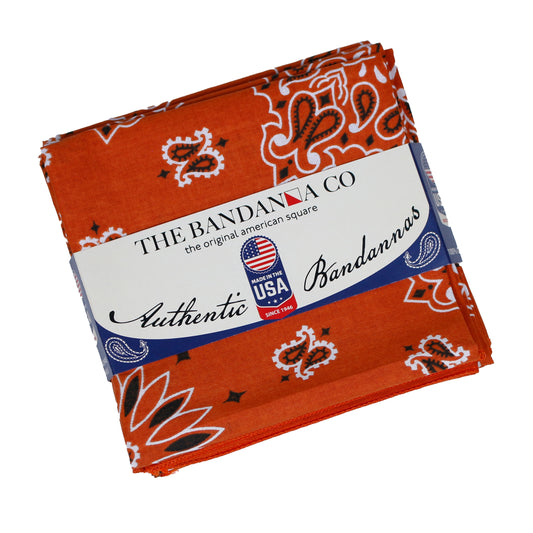 Burnt Orange Paisley Bandanna 4 Pack – Cotton 22x22