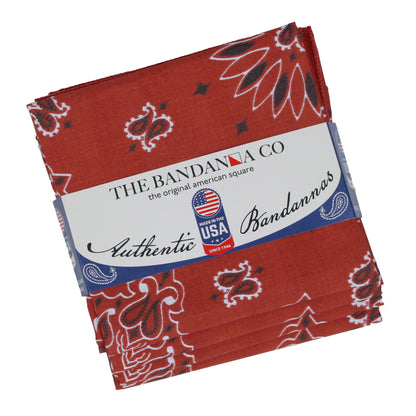 Terracotta Bandanna 4 Pack – Cotton Paisley 22x22