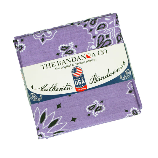 Lavender Paisley Bandanna 4 Pack – Cotton 22x22