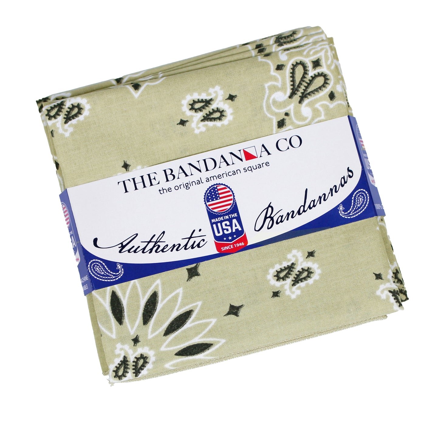 Beige Paisley Bandanna 4 Pack – 100% Cotton, 22x22