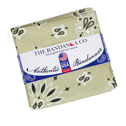 Beige Paisley Bandanna 4 Pack – 100% Cotton, 22x22