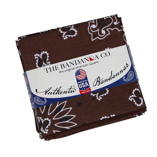 Cocoa Paisley Bandanna 4 Pack – 100% Cotton 22x22