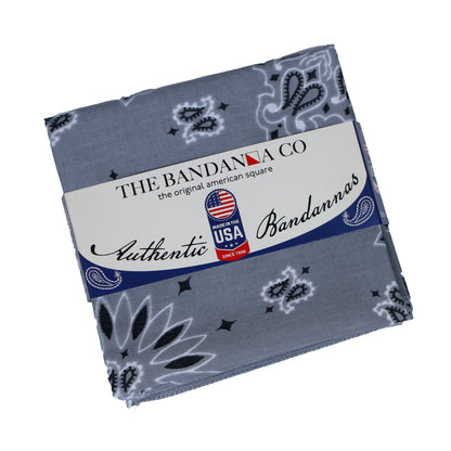 Silver Paisley Bandanna 4 Pack – Cotton 22x22