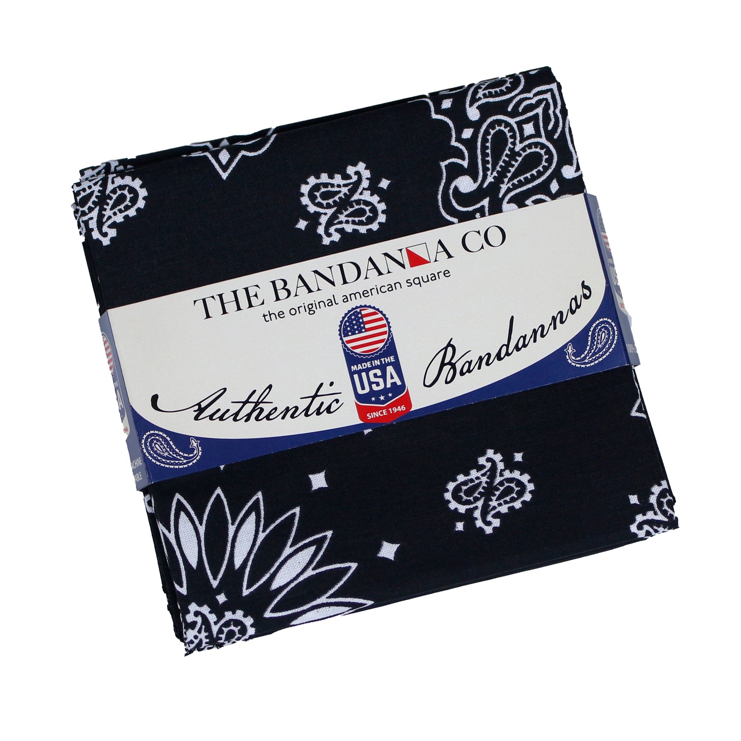 4-Pack USA Made Paisley Bandanna - BLACK