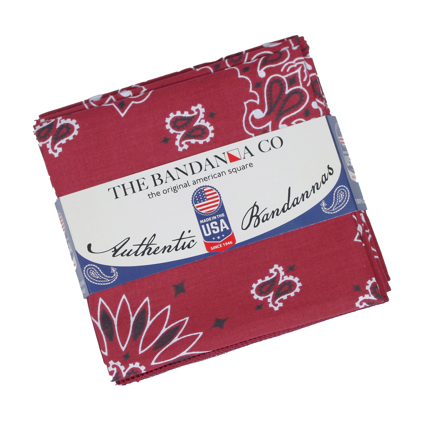 Burgundy Paisley Bandanna 4 Pack – 100% Cotton, 22x22