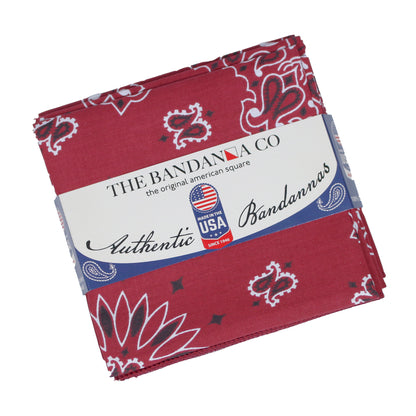 Burgundy Paisley Bandanna 4 Pack – 100% Cotton, 22x22