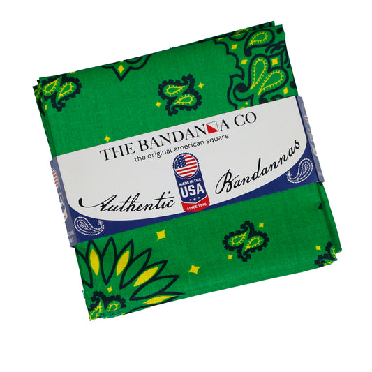 4-Pack USA Made Paisley Bandanna - KELLY & YELLOW
