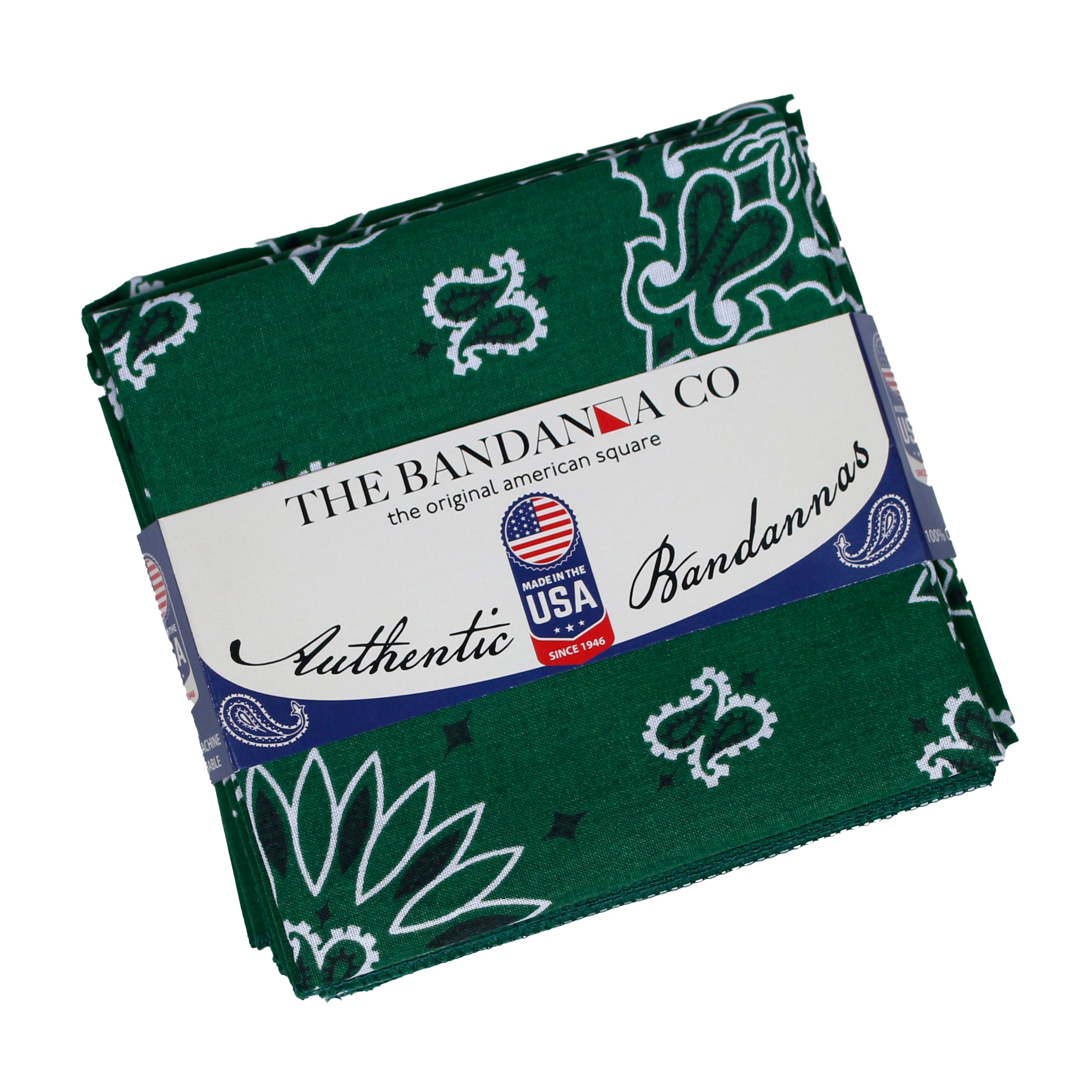 hunter green paisley bandanas - 4 Pack Made in USA