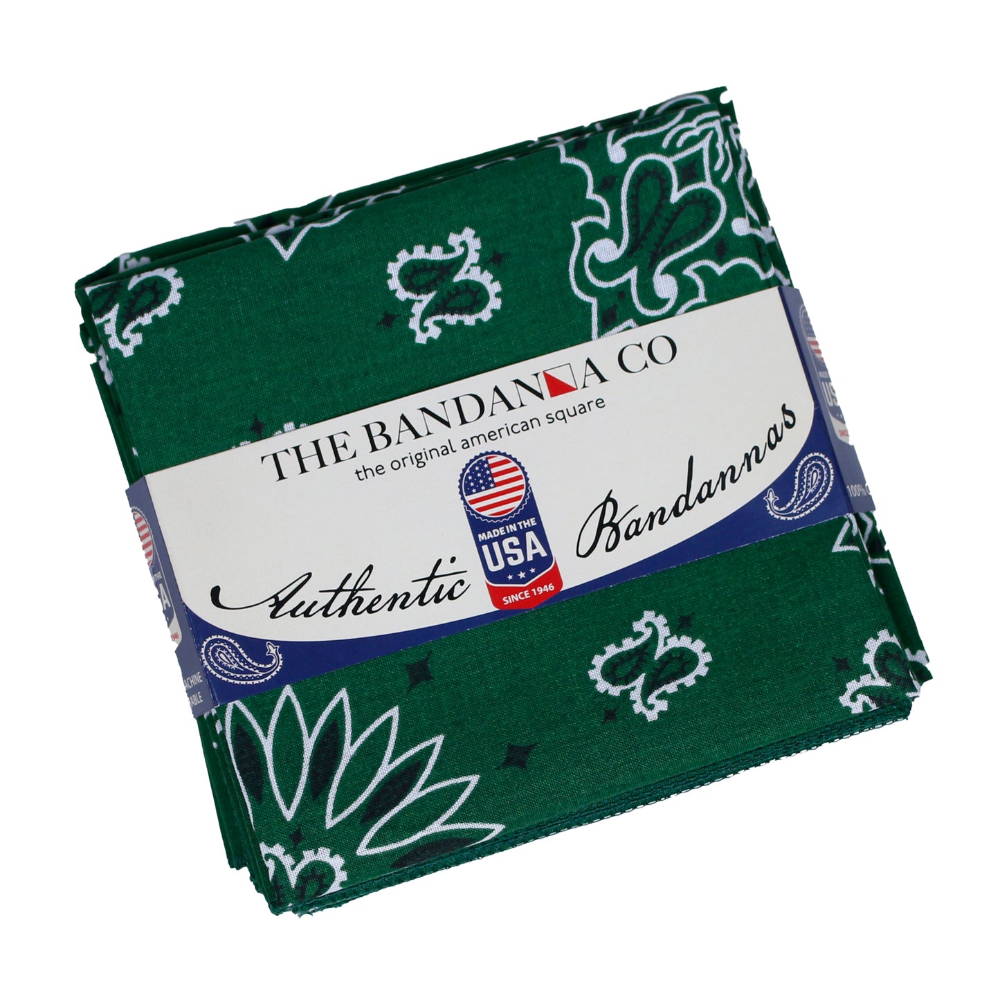 Hunter Green Bandanna 4 Pack – Cotton Paisley 22x22