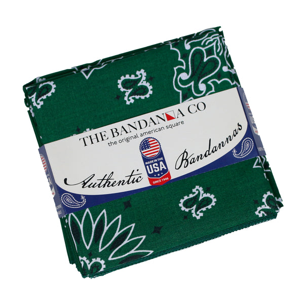 hunter green paisley bandanas - 4 Pack Made in USA