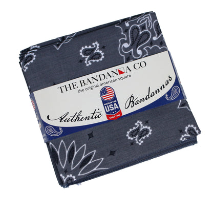 Charcoal Paisley Bandanna 4 Pack – Cotton 22x22