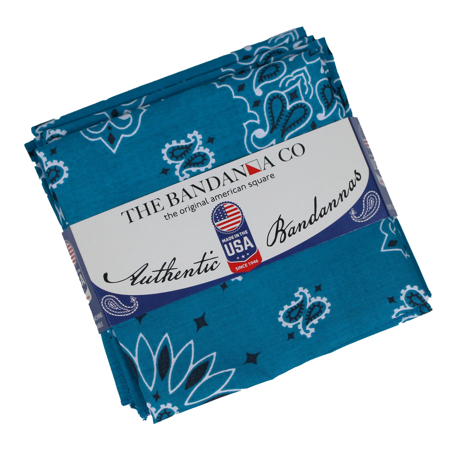 Turquoise Paisley Bandanna 4 Pack – Cotton 22x22