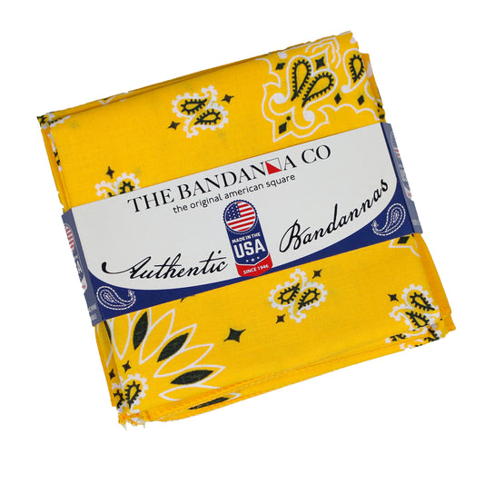 Lemon Yellow Bandanna 4 Pack – Cotton Paisley 22x22