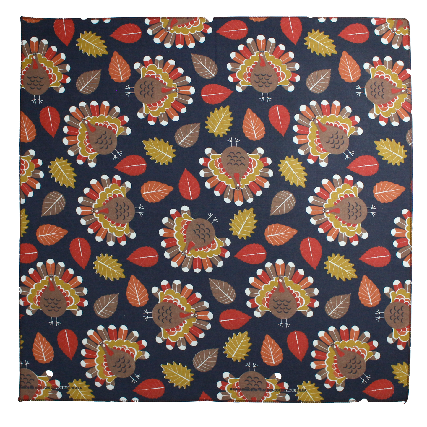 Thankful Threads Bandanna Assortment 4-Pack - Made In The USA pattern featuring colorful turkey and leaf designs.