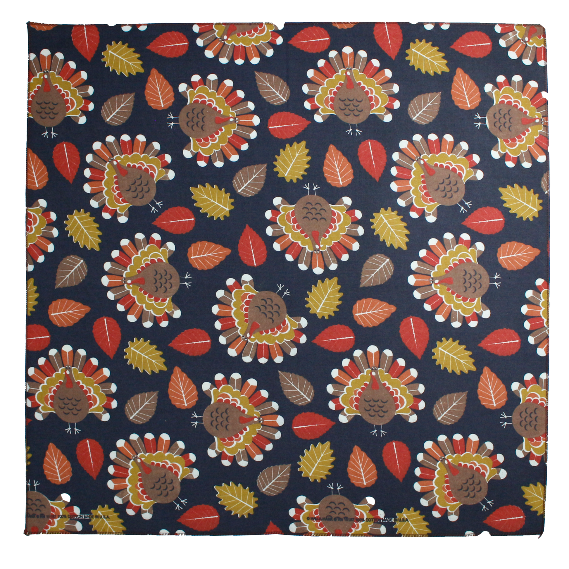 Thankful Threads Bandanna Assortment 4-Pack - Made In The USA pattern featuring colorful turkey and leaf designs.