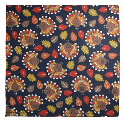 Thankful Threads Bandanna Assortment 4-Pack - Made In The USA pattern featuring colorful turkey and leaf designs.