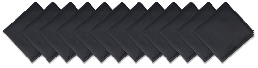 Solid color 22" bandannas - 12 pack in black, perfect for various styles and customization options.