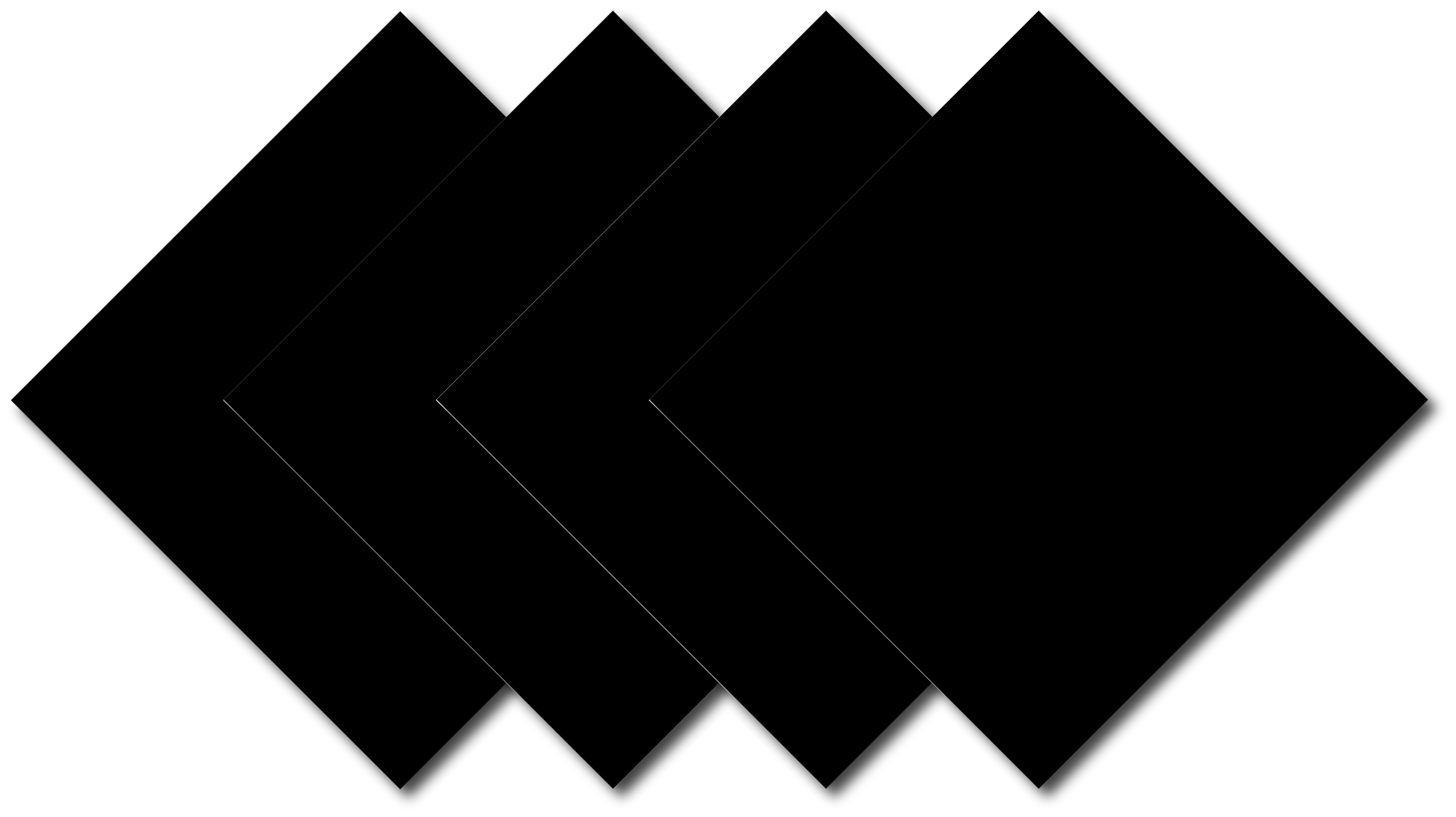 Black Solid Color Bandanna 4 Pack - Cotton 22x22, featuring large black square bandannas with no logos or designs, made in the USA.